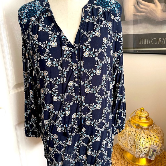 EDC Tops - EDC Navy floral blouse - Navy floral - AU Size L